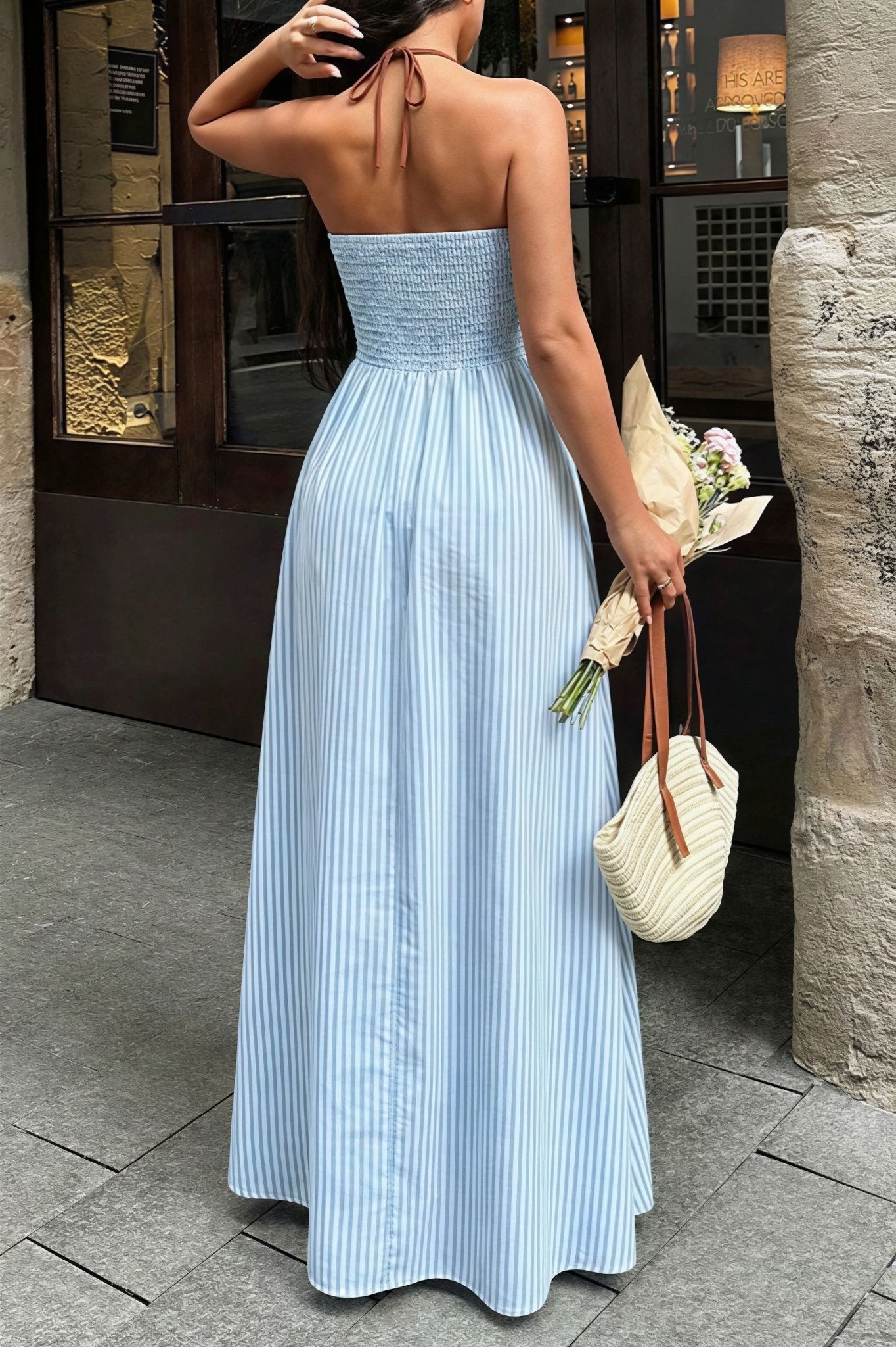 ZEYA - Yara Striped Deep V - Neck Maxi Dress