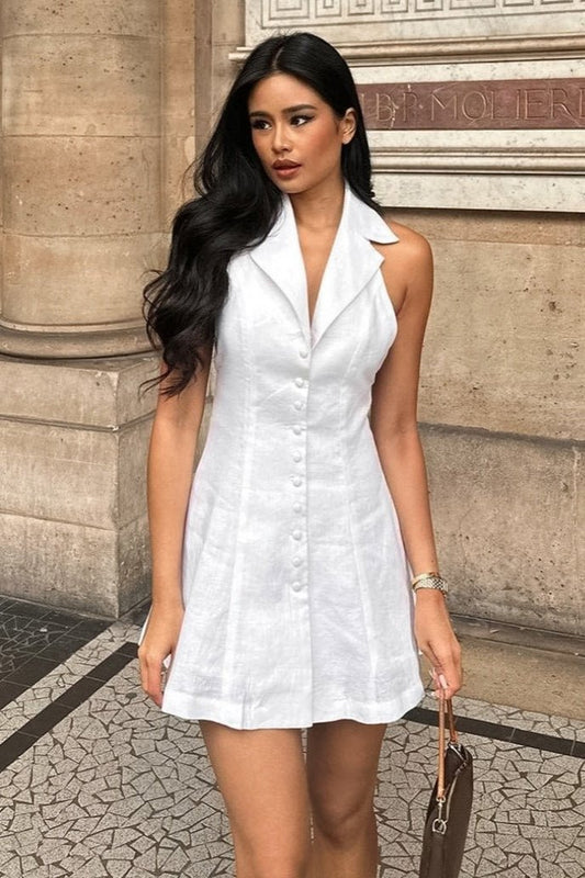 ZEYA - Yza Backless Buttoned Mini Dress