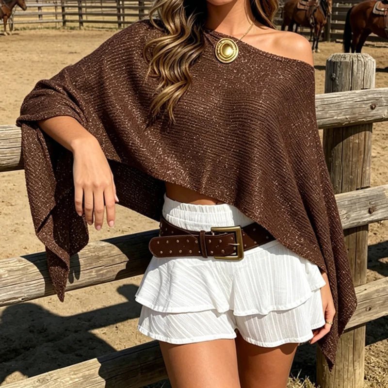 ZEYA - Ziva Shimmer Off-Shoulder Cape