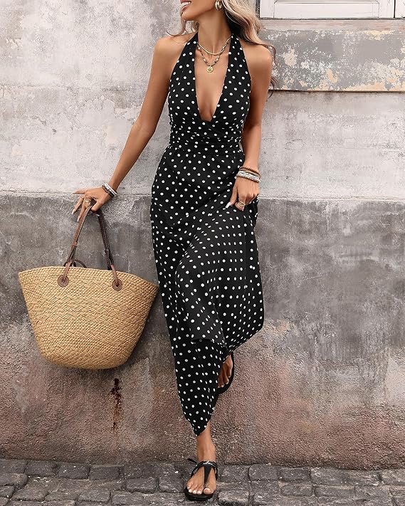ZEYA - Zoe Polka Dot Halter Midi Dress