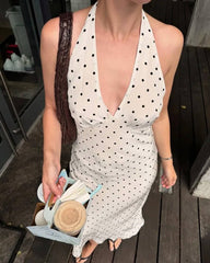 Zoe Polka-Dot Neckholder-Midikleid