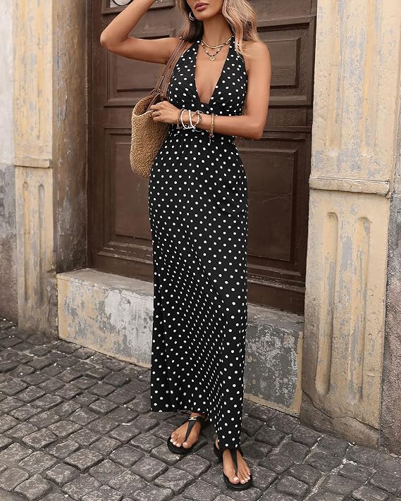 ZEYA - Zoe Polka Dot Halter Midi Dress