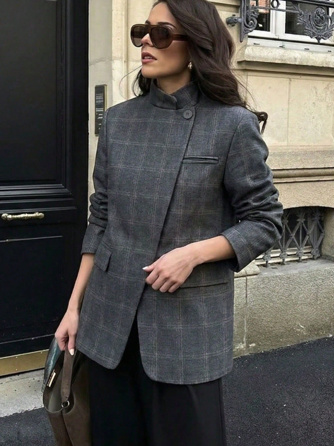 Melanie Karo-Blazer mit Stehkragen